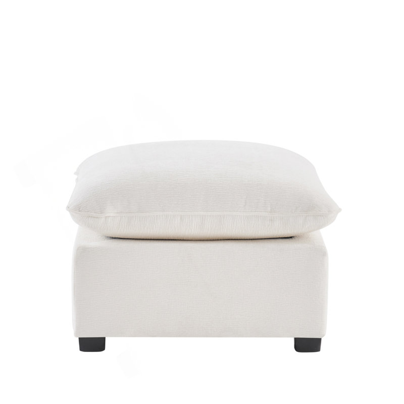 26*26" Ottoman Module For Modular Sectional Sofa,Wide Seat,Chenille, (Only One Ottoman ), White