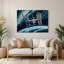 Art mural bleu en métal Space Space Space Station