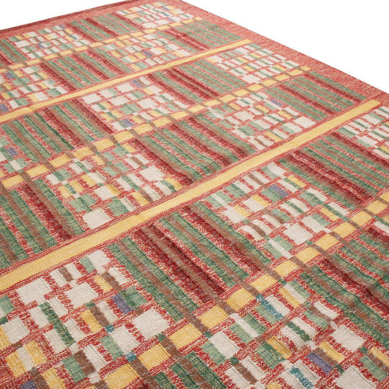 Hand Knotted Wool Geometric Area Rug, Rectangle 10' x 14'