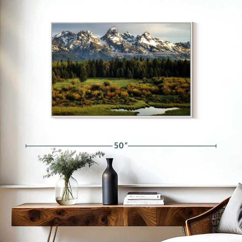 Grand Teton Beauty, Cadre flottant blanc, 37 po x 25 po