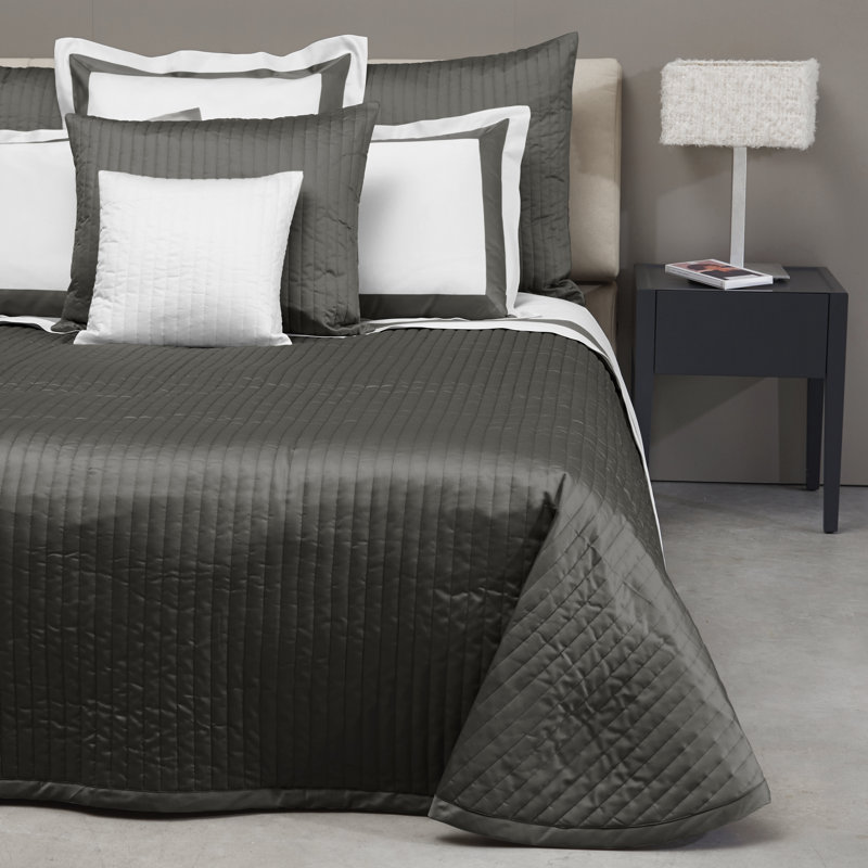 Siena Channel Coverlet, Lead Gray, King Coverlet
