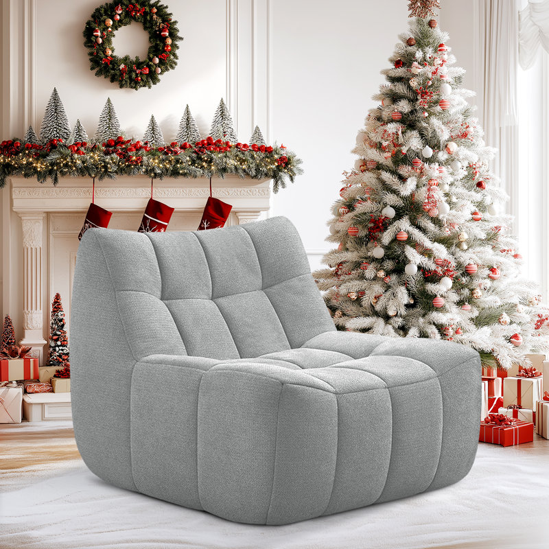 Fauteuil à billes surdimensionné avec mousse à mémoire de forme, Tissu gris