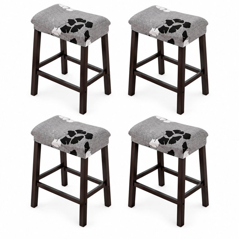 Ensemble de 4 tabourets de bar rectangulaires imprimés à hauteur de comptoir avec housses de selle et housse de protection