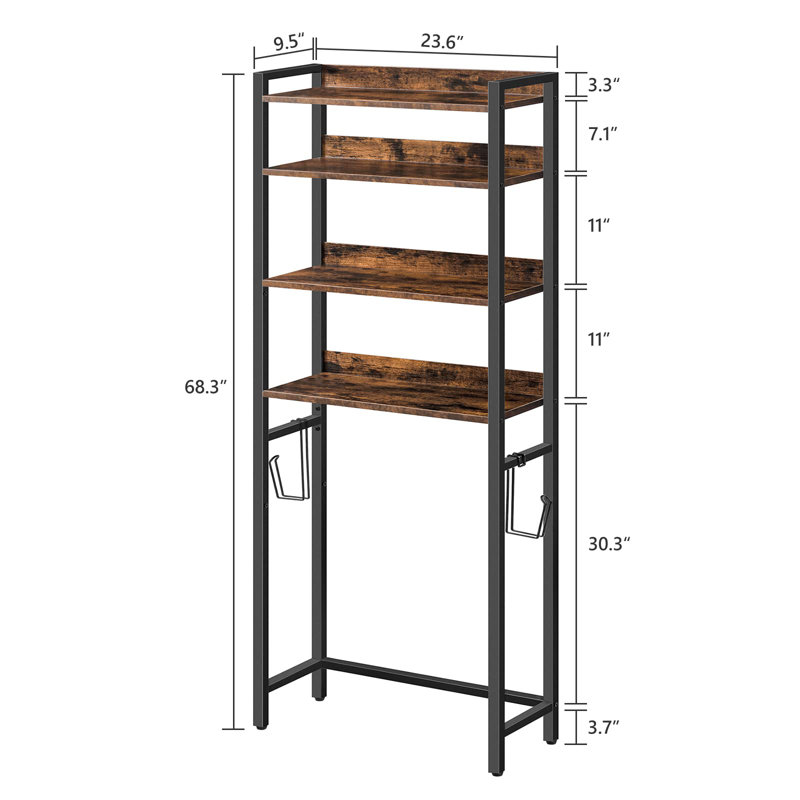 Preben 68.3'' H x 23.6'' W x 9.5''D 4 Tier Freestanding Over-The-Toilet Storage