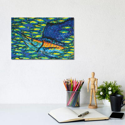 Sailfish & Bait Fish by Daniel Jean-Baptiste - Wrapped Canvas Gallery-Wrapped Canvas Giclée