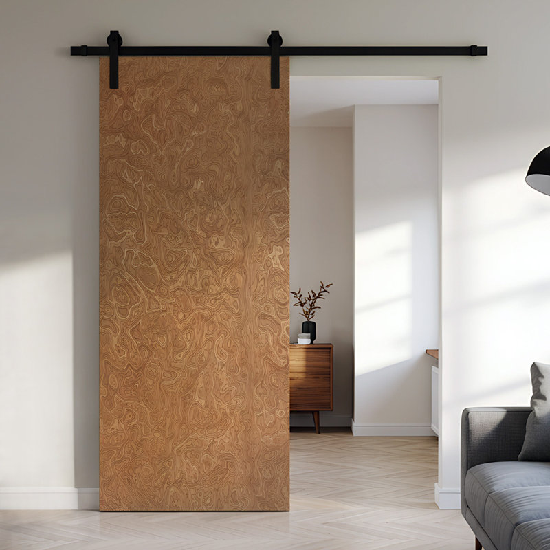 Porte de grange coulissante en noyer lisse avec noyau en placage, 80 po x 32 po