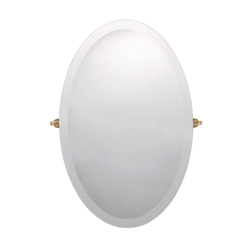 Beauty Oval Metal Beveled Wall Mirror, Light Gold