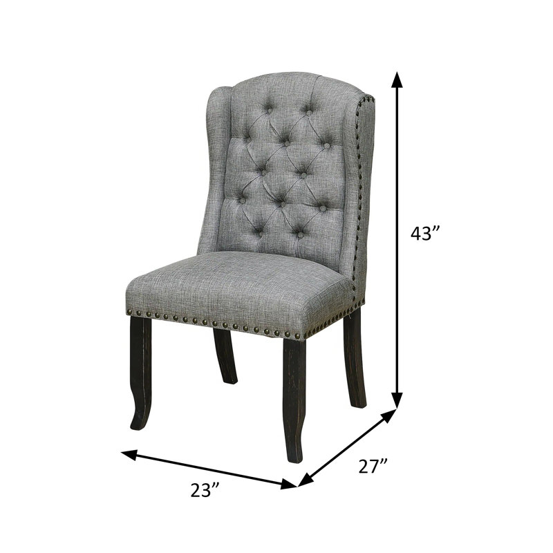Fauteuil à oreilles rustique l 23 po, gris clair (2 / RTC), Gris clair, Noir