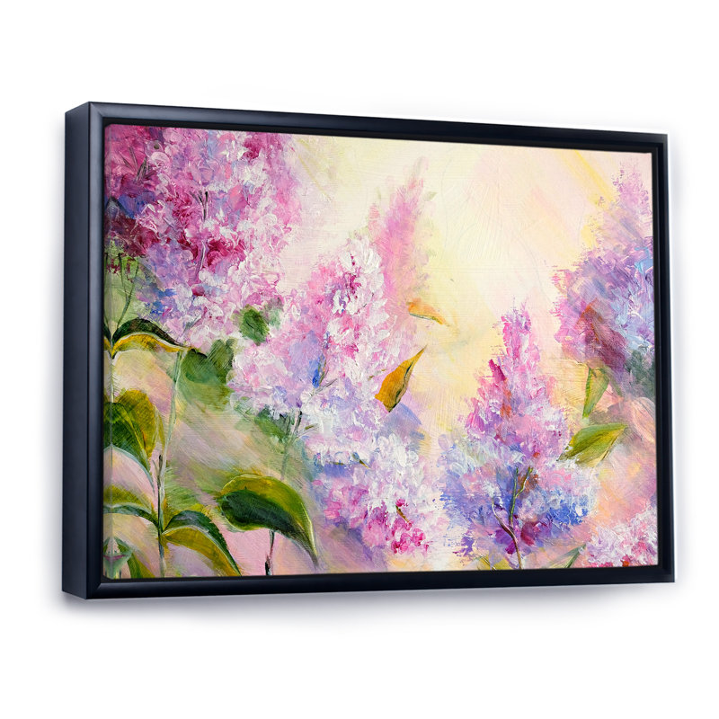 «Modern Modern Lilac Flowers II», reproduction sur toile flottante, H 8 po x l 12 po x P 1 po, Cadre flottant noir