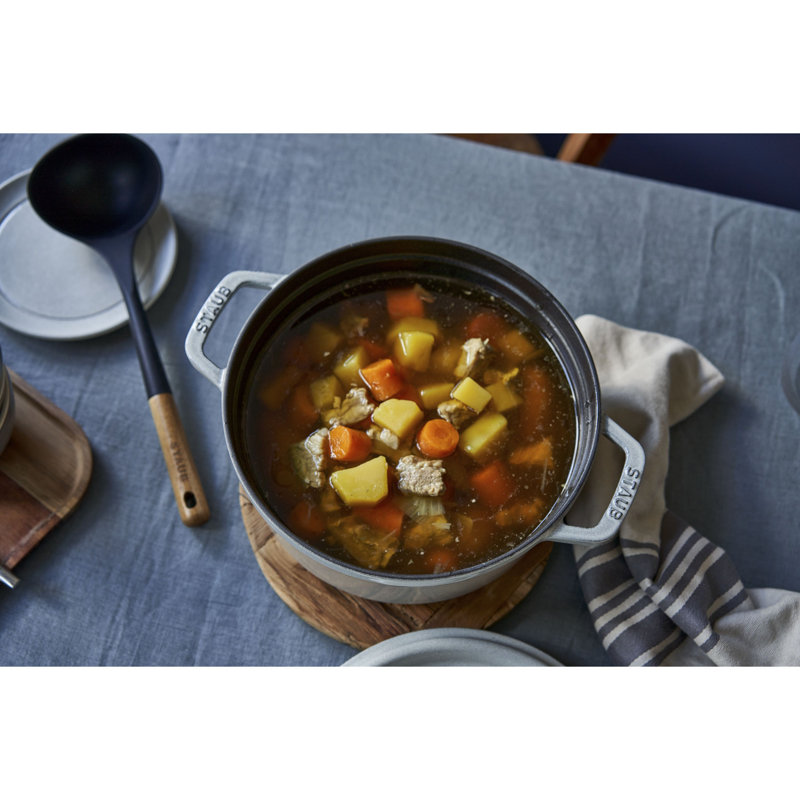La Cocotte Cast Iron Round Cocotte, 4 quarts, White Truffle