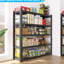 Hautes tablettes de rangement en métal noir avec 5 cloisons amovibles - grande capacité de rangement et construction stable, garage, cuisine, bureau, processus d'assemblage facile Compartiments de tablettes de 70,49 pouces