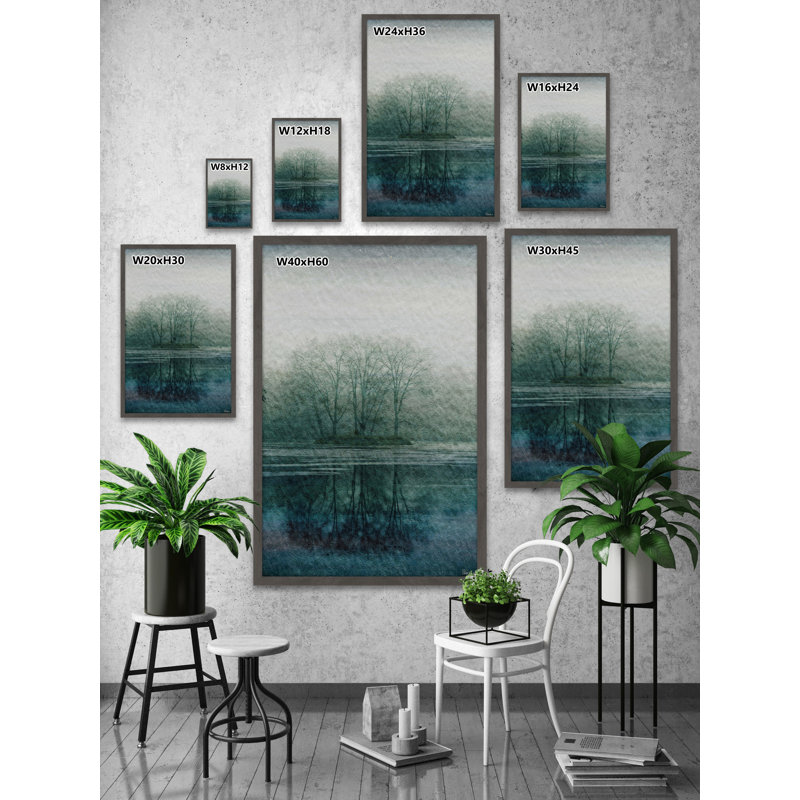 «Apple Lake» par Parvez Taj - peinture encadrée, H 36 po x l 24 po x P 1,5 po
