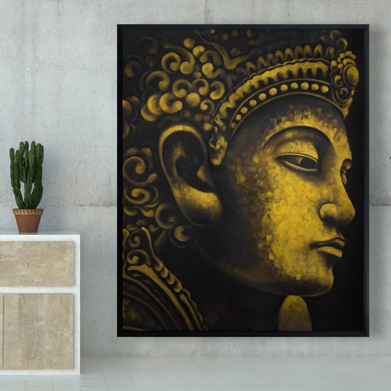 Bouddha indonésien sur toile - œuvre de décoration spirituelle