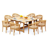 7 Pcs Grade-A Teak Wood Dining Set: 60" Square Rectangle Butterfly Table And 6 Lenong Arm Chairs #11LN1406