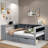 Modern Daybed With Storage Shelves, 2 Drawers, Charging Station, Study Desk And Upholstered Headboard-1119537314-1119537315