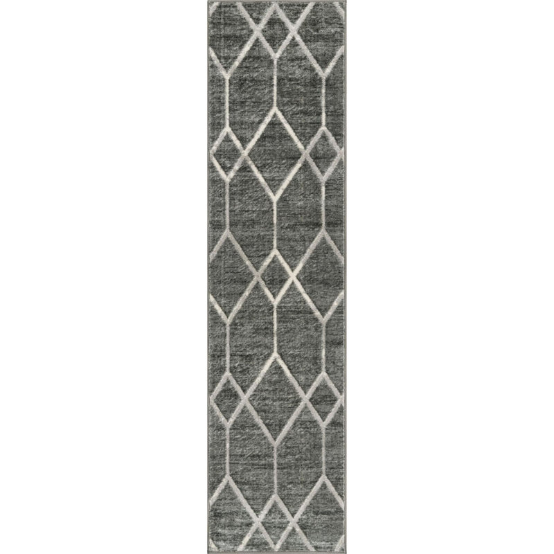 Tapis intérieur rectangulaire en polyester tissé à la machine à motif abstrait Eshin, Tapis de couloir 2 pi x 8 pi