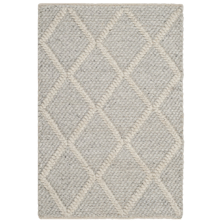 Huberty Geometric Flatweave Silver/Ivory Area Rug 2’ 3” 10’