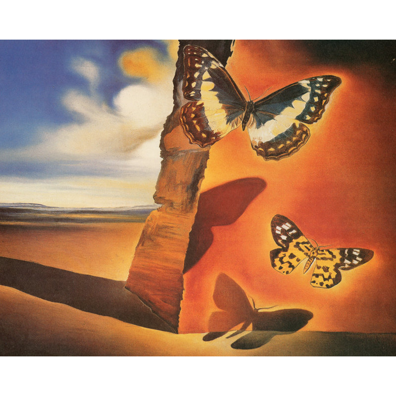 «Butterflies» par Salvador Dali, toile tendue avec châssis, H 13 po x l 18 po