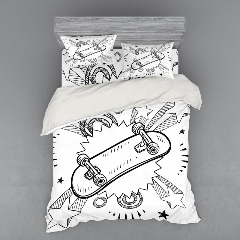 Ensemble de housse de couette en microfibre Doodle, Housse de couette grand + 3 pièces supplémentair