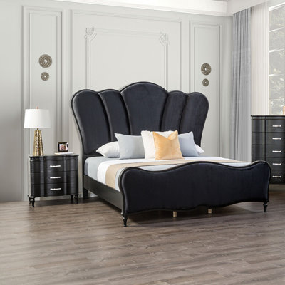Ensemble de chambre à coucher 3 pièces avec 2 pattes en bois rembourrées