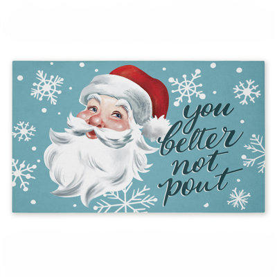 Tapis de porte d'extérieur à imprimé père Noël Better Not Pout, par Caverly Smith, 18 po x 30 po