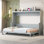 Grand lit gris avec système de pliage de bureau hydraulique et de rangement, peu encombrant pour les petits espaces de vie, support de cadre, compartiment de matelas intégré, lève-personne mural et installation de 10 pouces, multifonctionnel