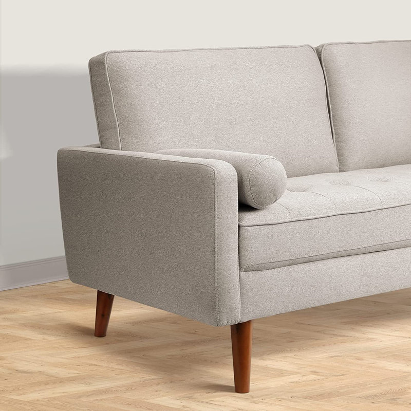 Liby 68" Square Arm Sofa Loveseat, Beige Linen