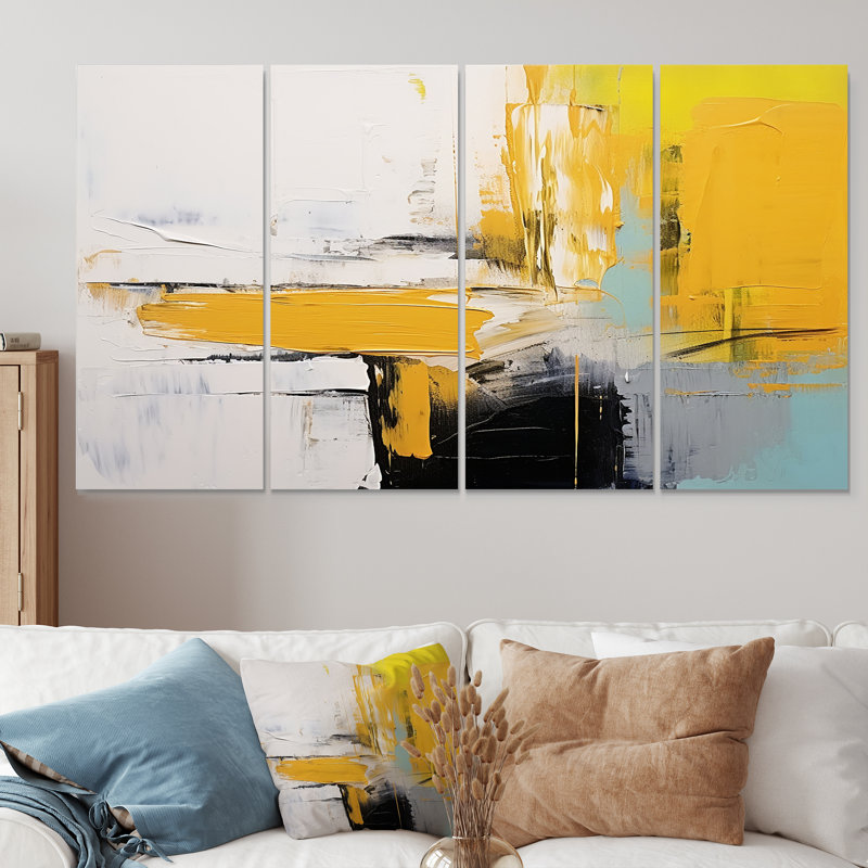 Crescint - Abstract Wall Art Decor 4 Piece, 32" H x 64" W