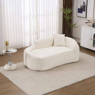 67''L Chenille Upholstered Chaise Longue with pillow,Upholstered Armless Chaise Lounge for Living Room, Bedroom, Apartment