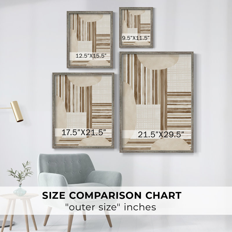 Neutral Stripes Framed Print - Solid Wood, 11" H x 9" W