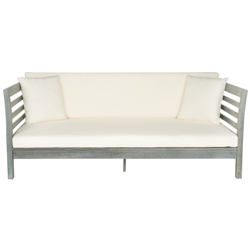 Pilpel 72.875'' Wide Straight Acacia Patio Daybed with Cushions, Beige