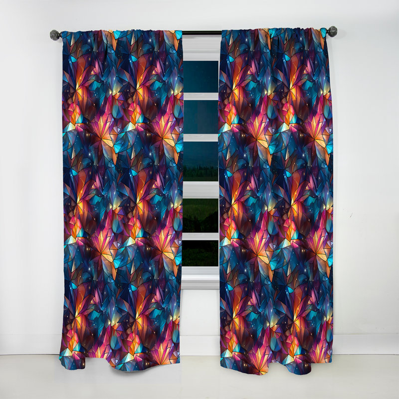 Celestial Dreams Geometric I - Abstract Curtain - Room Darkening Geometric Curtain - 1 Panels, 52" W x 108" L