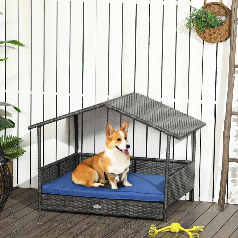 Niche pour chien avec auvent, coussin d'eau pour lit de chien moyen, solide, petit