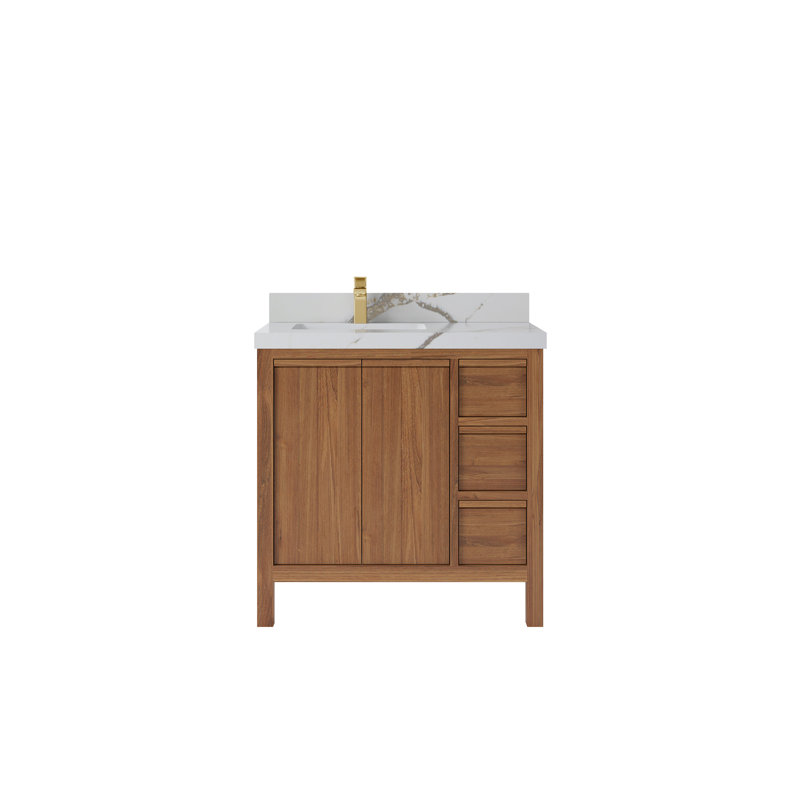 Teck Elizabeth 36 po X P 22 po De salle de bain Perle , Or Calacatta