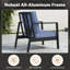 Canapé de patio 75 po 3 places en aluminium toutes saisons avec coussins bleus épais et structure noire-1862159181