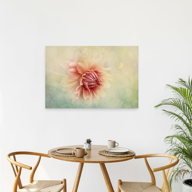 Soft Peach Dahlia Abstract Delicate Dreamy Dahlia Flower Nature Wall Art Print 1 Piece Wrapped Canvas Wall Art