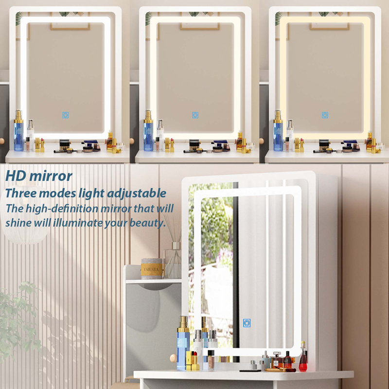 Vinush Vanity Set with Stool and Mirror