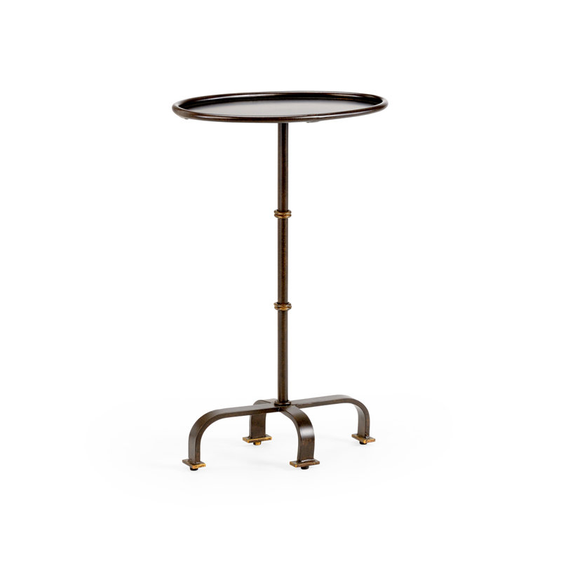 Round Metal and Wood Industrial Side Table
