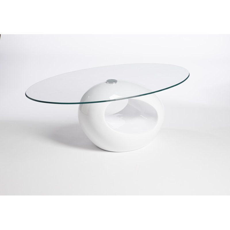 Aleshire Solid Coffee Table with Storage, Clear, White