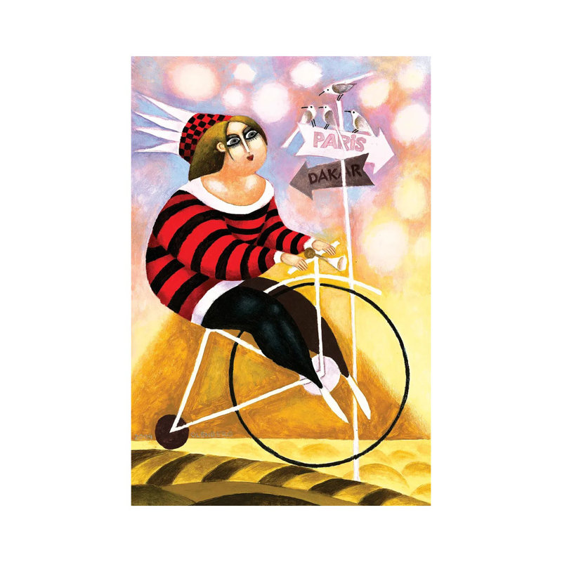 Cyclist - Wrapped Canvas Painting, 45.72cm H x 30.48cm W x 1.905cm D