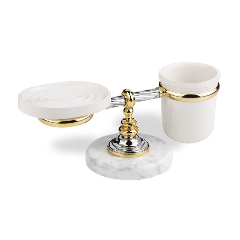 Ensemble d'accessoires de salle de bain Giunone, Chrome et or