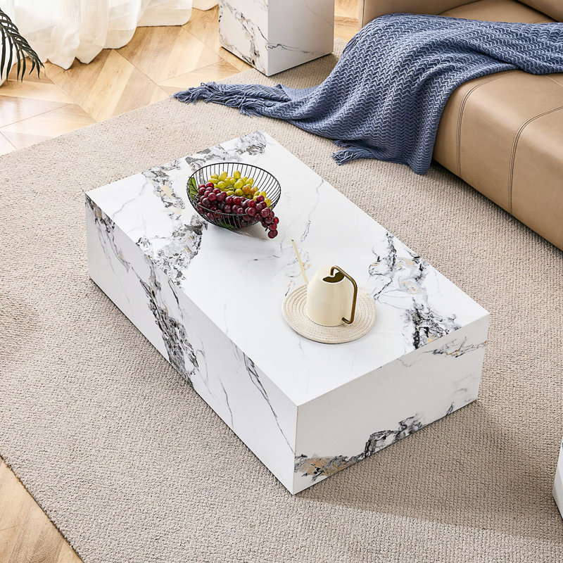 Table basse moderne avec motif en marbre, table de salon