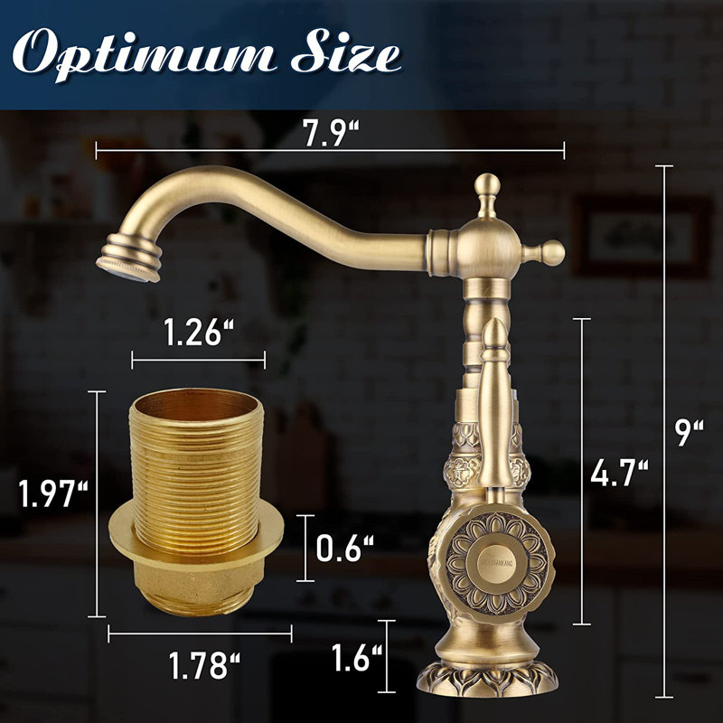 Bathroom sink Faucet Carved Flower Antique Brass Single Hole Single Handle Swivel Spout Sink Bathroom Vessel Faucet Mixer Tap