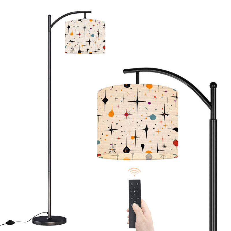 Lampe sur pied à arc avec abat-jour réglable Mid-Century des années 50 moderne rétro luxueux graphique debout lampe sur pied 3 températures de couleur à intensité variable grand poteau avec interrupteur au pied pour la chambre à coucher