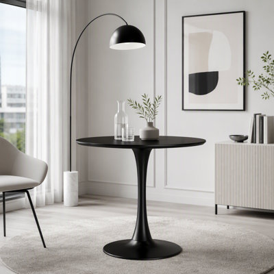 Table de salle à manger ronde avec base à piédestal