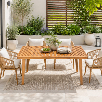 Table de salle à manger d'extérieur en bois d'acacia de 69 po avec plateau à lattes et capacité de poids de 300 lb