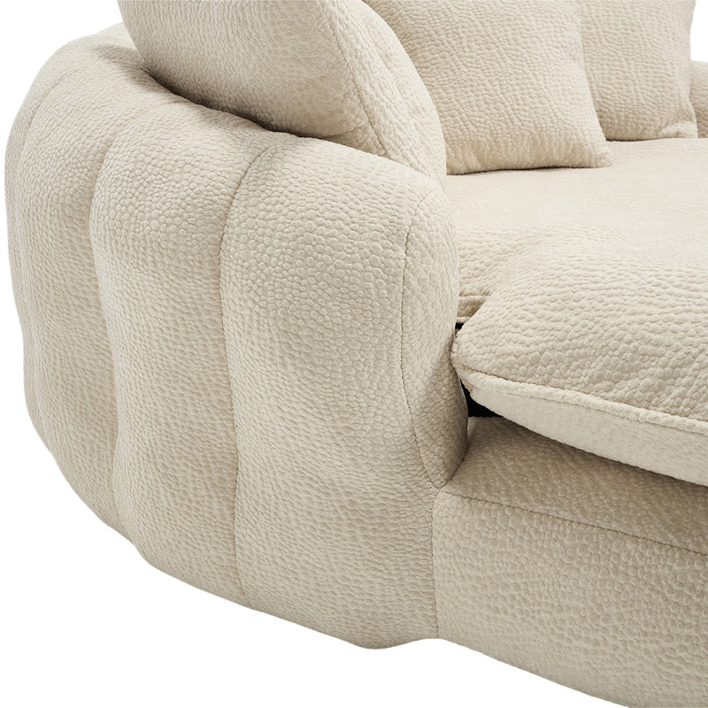 Canapé à billes ovale rembourré, Chenille beige