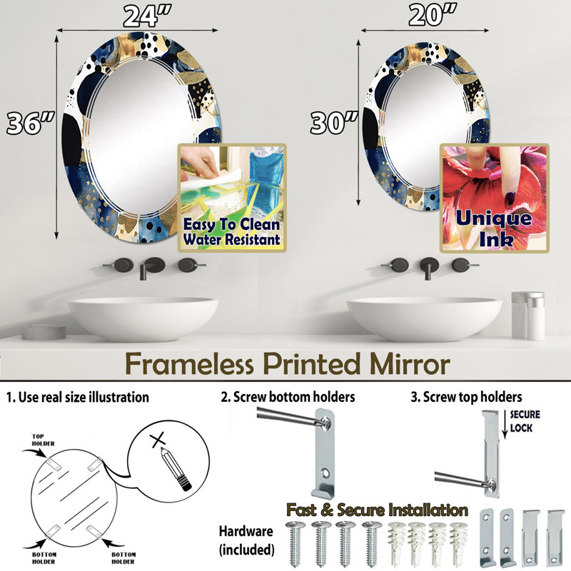 Miroir mural Zhelez, 36 po x 24 po