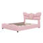 Lit pour grand lit avec tête et pied de lit papillon, lit plateforme tapissier en similicuir avec décor en métal doré-615491711