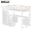 Lit mezzanine en bois avec tiroirs, bureau et bande lumineuse pour adolescents-60389224-60389225